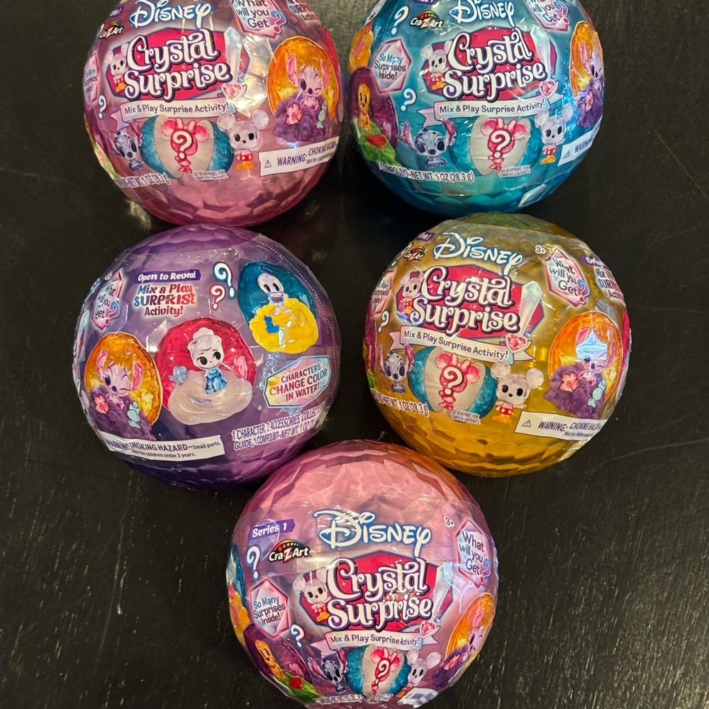 Disney Crystal Surprise Mystery Balls - Purple, Blue, Yellow